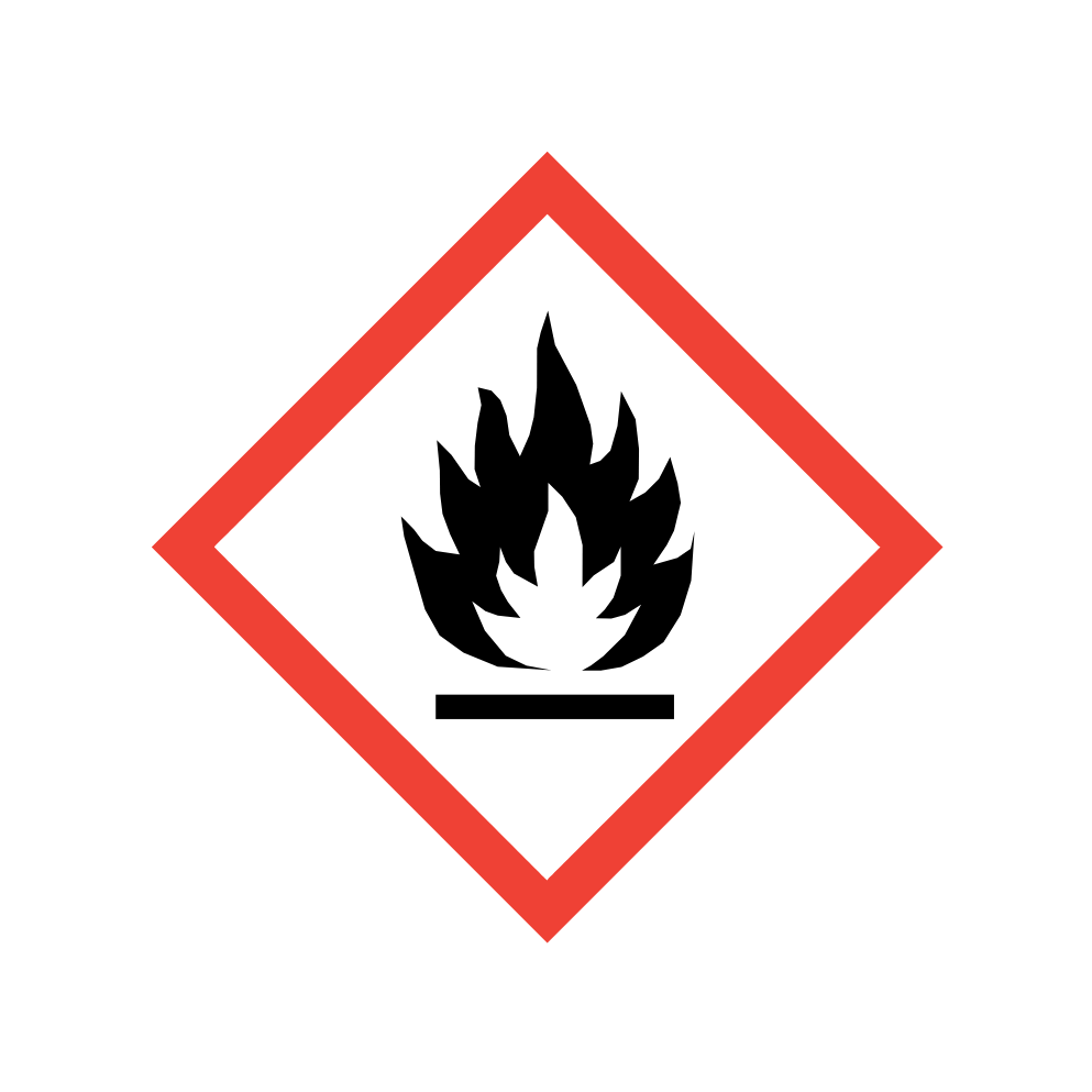 Piktogram płomienia oznacza, że produkt jest łatwopalny. Symbol płomienia na białym tle