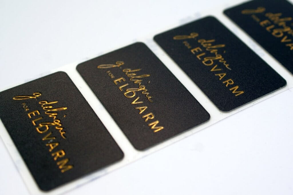 Logo plates sheet with gold lettering for the furniture industry 